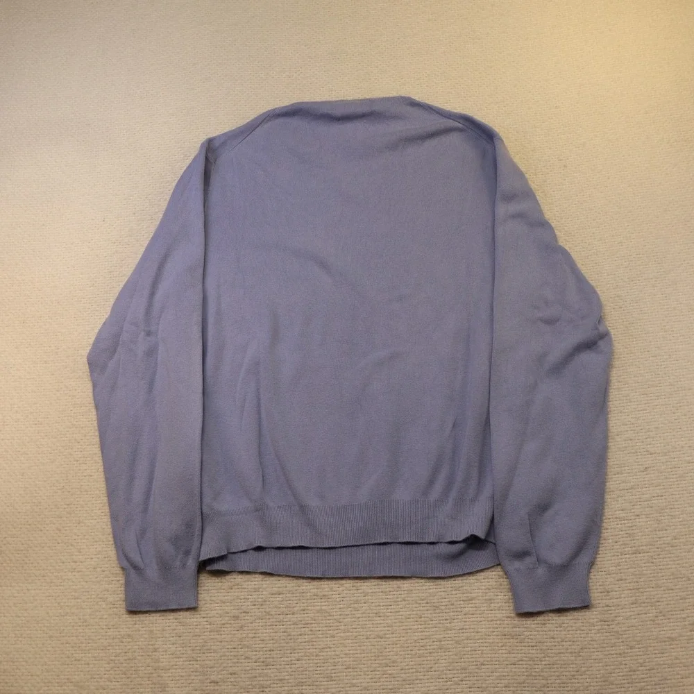 Polo Ralph Lauren Mens L V-Neck Sweater Periwinkle Blue Pima Cotton Italian Yarn